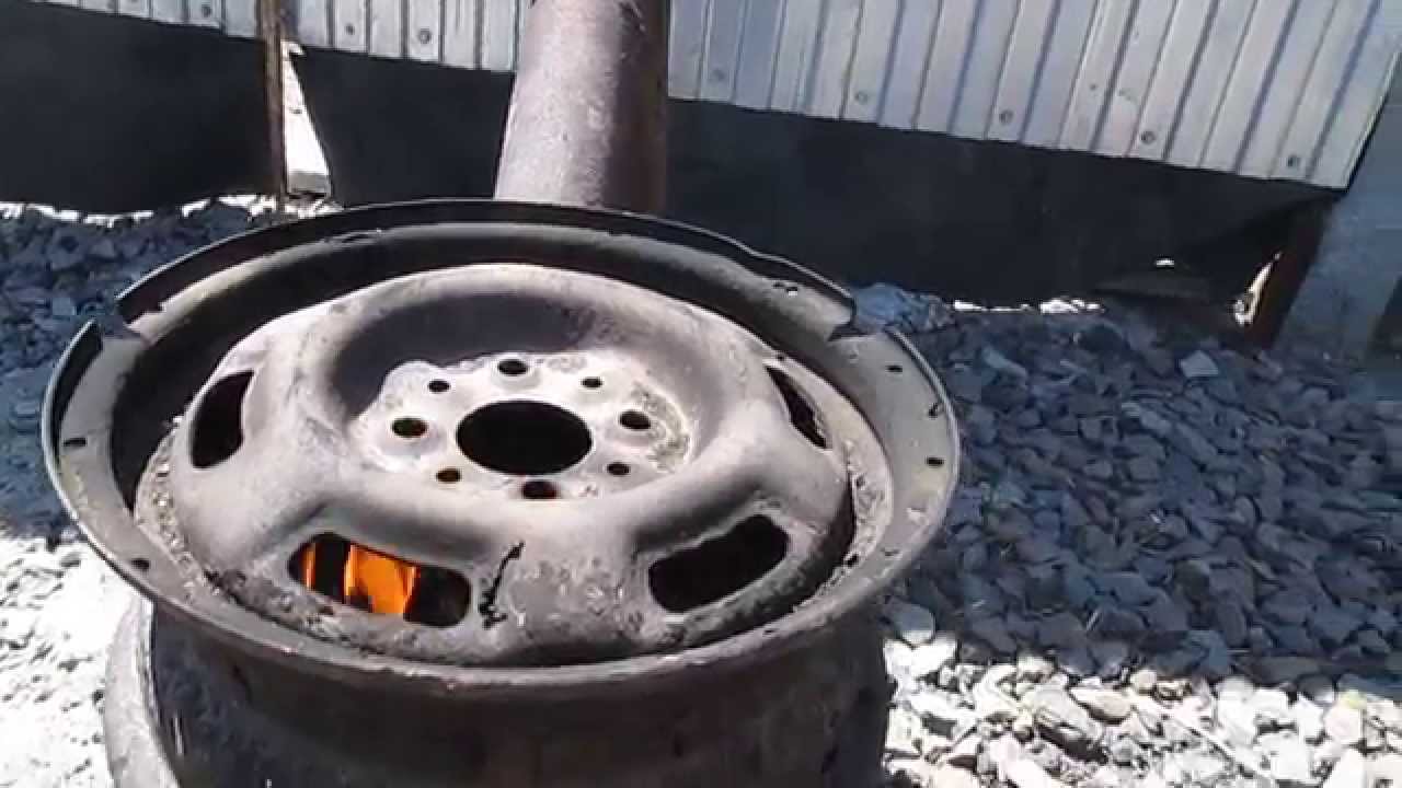 Как сделать самодельную колесную печку из старых дисков для колес