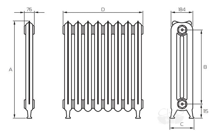 Размеры стандартных радиаторов из чугуна